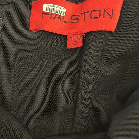 Halston Strapless Cocktail Mini Dress Black White Trim Size 6 Party Evening Wear - Picture 5 of 5